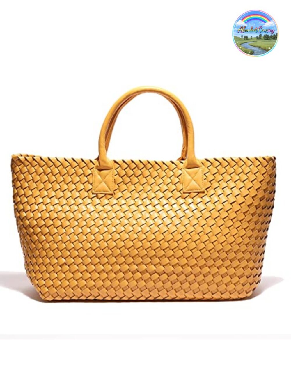 Women's Woven Vegan Leather Tote Bag Large Capacity Shoulder Handbag Travel